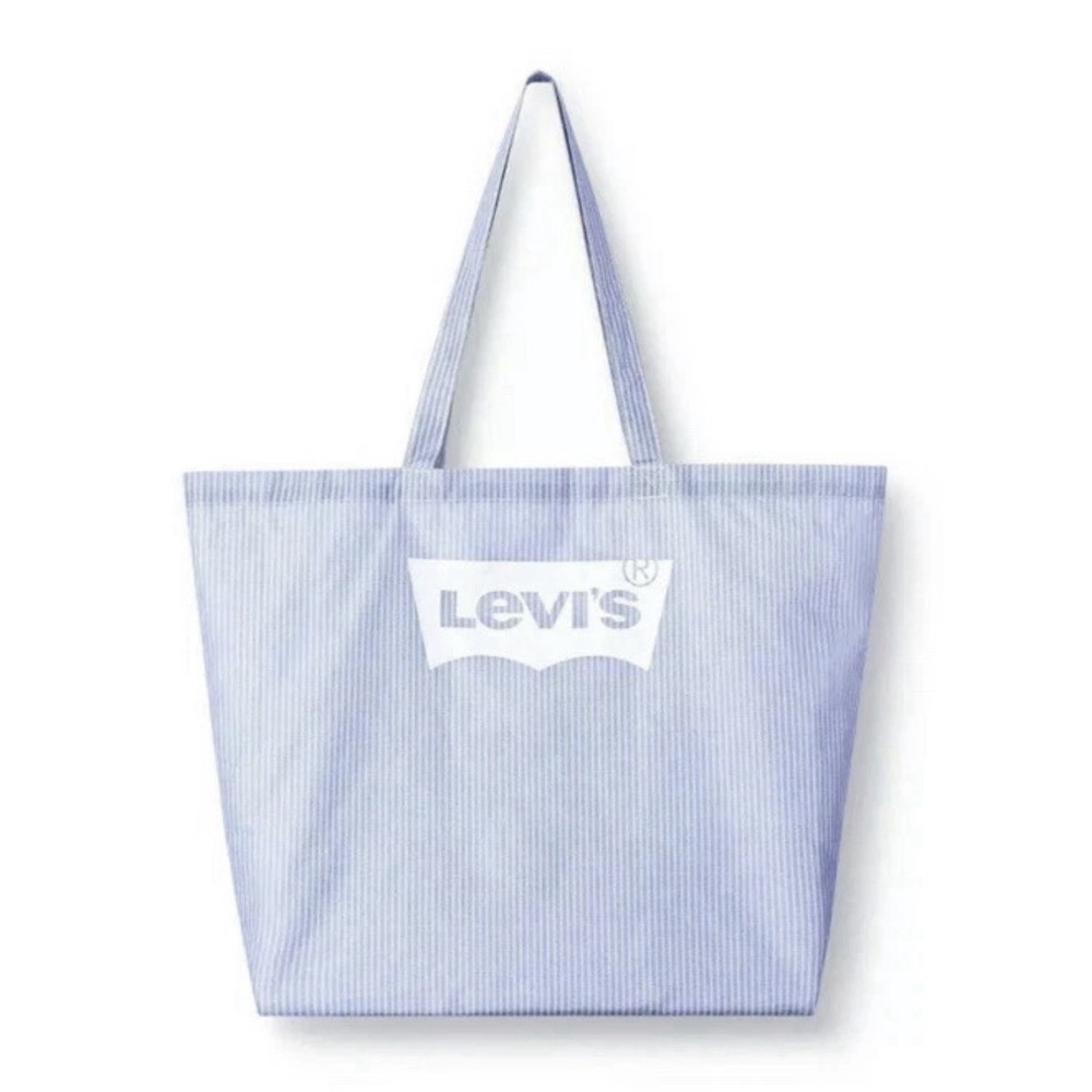 H0099-Levi's x Target Reusable Tote Bag Blue White Striped Shopping Bag